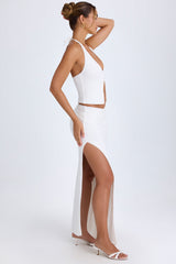 Ruched Maxi Skirt in White