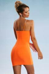 Asymmetric Cut Out Mini Dress in Orange