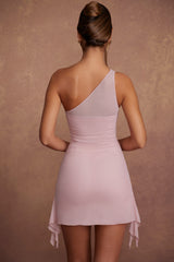 Asymmetric Single Sleeve Mini Dress Mauve