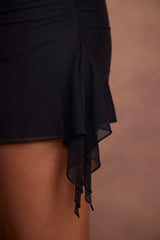 Asymmetric Single Sleeve Mini Dress Black