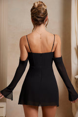 Off The Shoulder Corset Mini Dress in Black