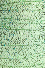 Embellished Draped Cowl-Neck Mini Dress in Pistachio