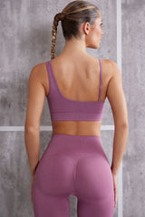 Asymmetric Sports Bra in Mauve
