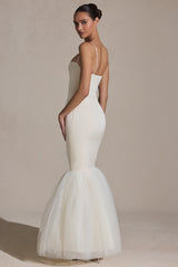 Tulle Hem Fishtail Gown in Ivory