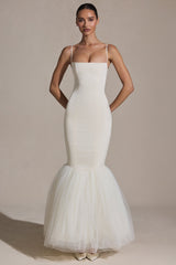 Tulle Hem Fishtail Gown in Ivory