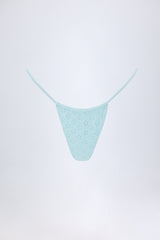 Broderie Anglaise Drawstring Bikini Bottoms in Powder Blue