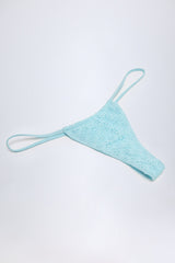 Broderie Anglaise Drawstring Bikini Bottoms in Powder Blue