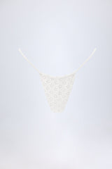 Broderie Anglaise Drawstring Bikini Bottoms in White