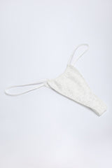 Broderie Anglaise Drawstring Bikini Bottoms in White