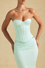 Full-Length Lace-Up Corset Top in Mint