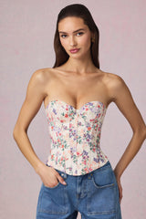 Full-Length Lace-Up Corset Top in Primrose Floral Print