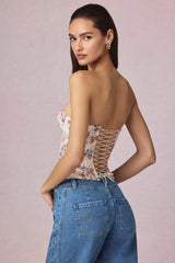 Full-Length Lace-Up Corset Top in Primrose Floral Print