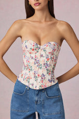 Full-Length Lace-Up Corset Top in Primrose Floral Print
