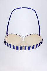 Underwired Halterneck Balconette Bikini Top in Marine Blue Stripe