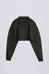 Acid Wash Cropped Sweatshirt in Ash