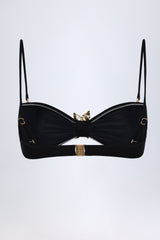 Hardware-Detail Halterneck Bikini Top in Black