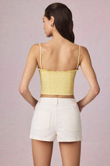 High-Waist A-Line Shorts in Ecru Wash