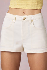High-Waist A-Line Shorts in Ecru Wash