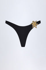Hardware-Detail Cheeky Bikini Bottoms in Black