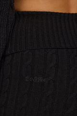 Cable-Knit Flared Trousers in Black