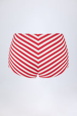 Mid-Rise Hotpants in Cherry Red Stripe