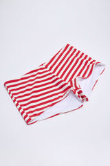 Mid-Rise Hotpants in Cherry Red Stripe