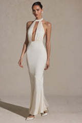 Backless Halterneck Fishtail Gown in Ivory