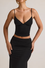 Modal V-Neck Ruched Camisole Top in Black