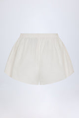 Tie-Front Cotton-Poplin Shorts in White