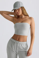 Brushed Jersey Bandeau Top in Fog Grey