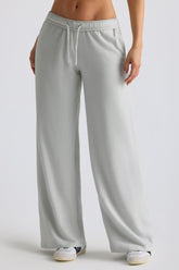 Brushed Jersey Wide-Leg Joggers in Fog Grey