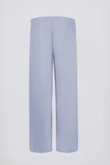 Brushed Jersey Wide-Leg Joggers in Soft Blue