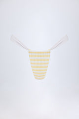 Ruched Cheeky Bikini Bottoms in Lemon Yellow Double Stripe