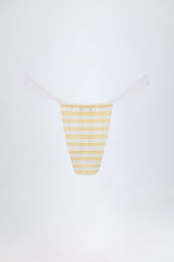 Ruched Cheeky Bikini Bottoms in Lemon Yellow Double Stripe