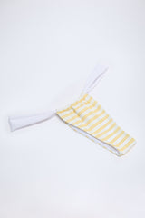 Ruched Cheeky Bikini Bottoms in Lemon Yellow Double Stripe