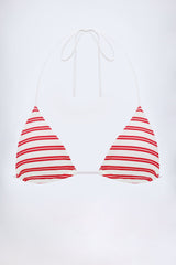 Triangle Bikini Top in Cherry Red Double Stripe