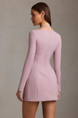 Pinstripe Structured A-Line Mini Dress in Mauve