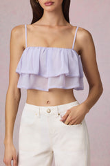 Ruffled Cropped Camisole Top in Lilac