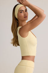 Modal Ribbed Button-Up Vest Top in Buttercream Yellow