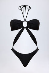 Cut-Out Halterneck Swimsuit in Black