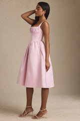 Draped Corset Midaxi Dress in Blush