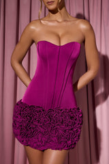 Ruffled Corset Mini Dress in Plum