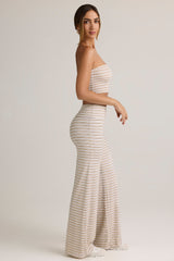 Modal Foldover Wide-Leg Trousers in Pink & Yellow Stripe