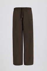 Acid Wash Wide-Leg Joggers in Brown