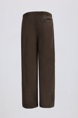 Acid Wash Wide-Leg Joggers in Brown