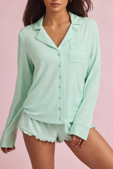 Modal Long-Sleeve Pyjama Top in Mint
