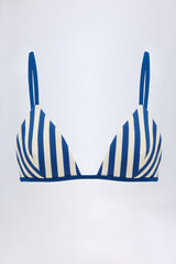 Triangle Bikini Top in Marine Blue Stripe