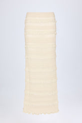 Ruffled Mid-Rise Maxi Skirt in Ivory