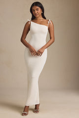 Textured Jersey Backless Maxi Dress in Ivory