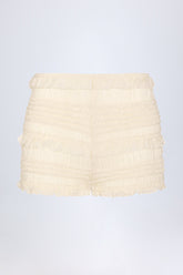 Ruffled Mid-Rise Shorts in Ivory